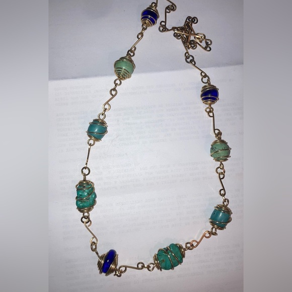 Handmade Copper and Turquoise Necklace - Picture 1 of 4